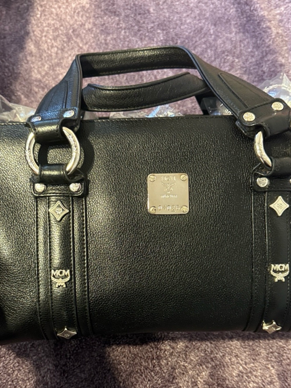 MCM Black Leather bag silver hardware